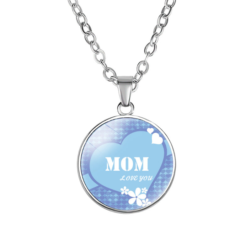 Wholesale Best MOM Time Gemstone Single Sided Alloy Necklace